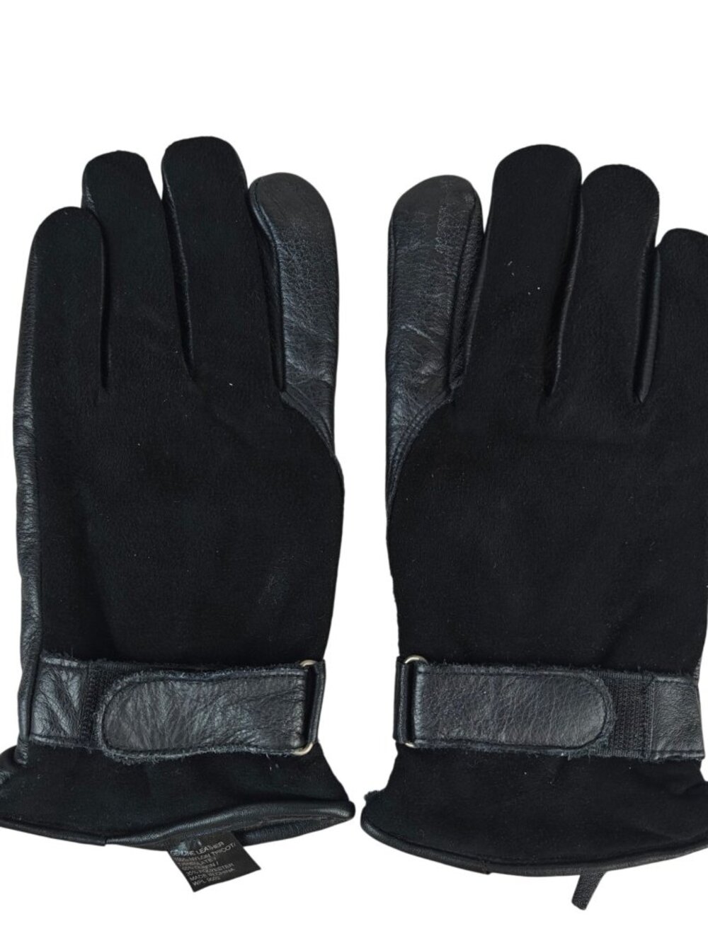 Vintage Gates Men's Medium Black Leather Gloves Thermal Insulated Adjustable